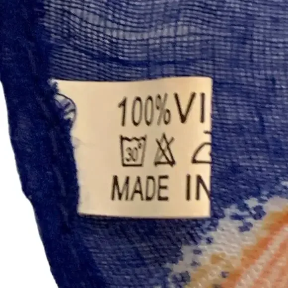 Unbranded Womens Scarf Large Rectangular Royal Blue and Peacock Feathers Lovely - Picture 5 of 12